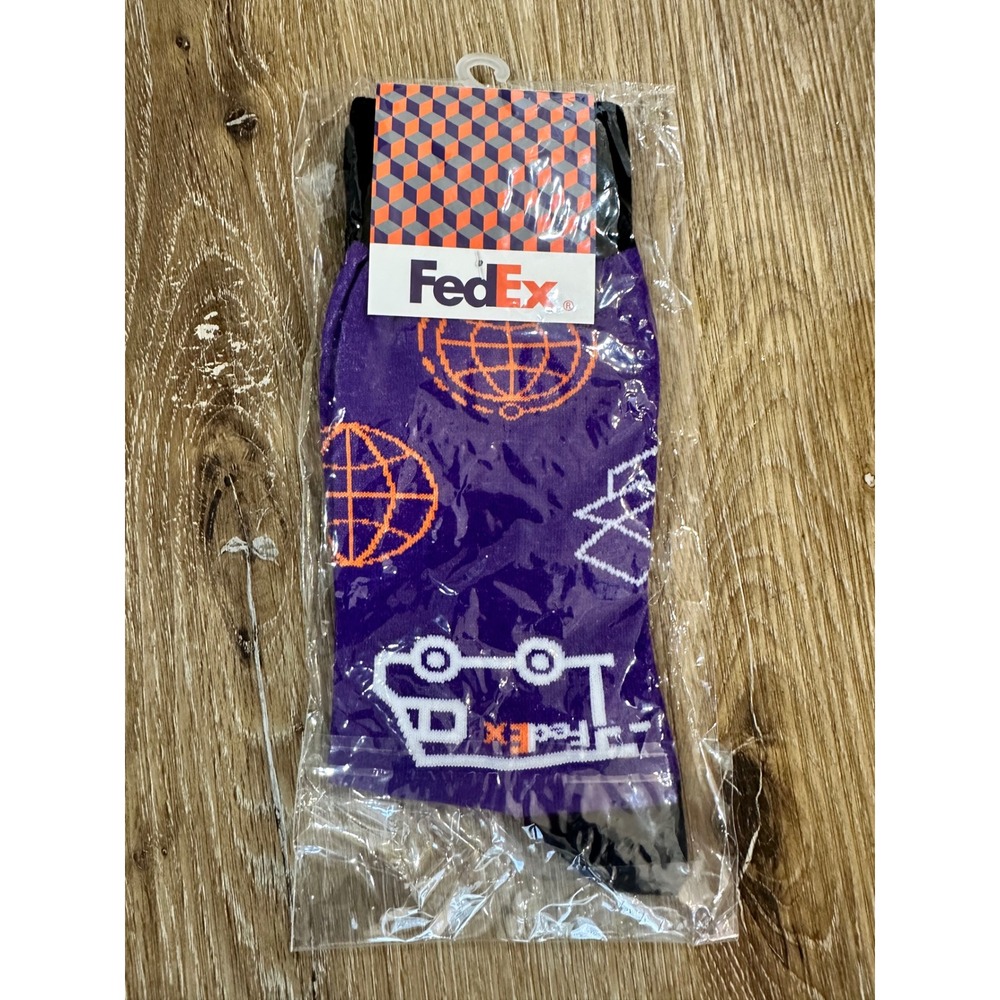 FedEx‎ Super Saver Socks Icon Design Purple Orange White Men's Crew